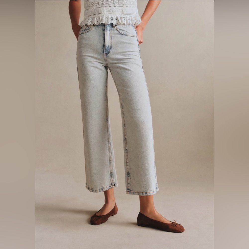 Sezane Le Crop Edge Blue - Size 8